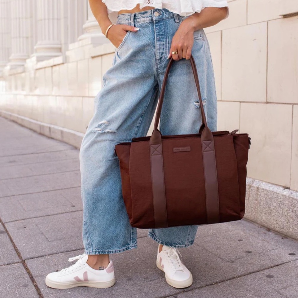 Poppy & Peonies Daily Tote in Espresso - Picture 3 of 16